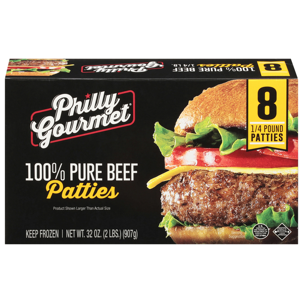 Philly Gourmet Patties, 100% Pure Beef, 1/4 Pound