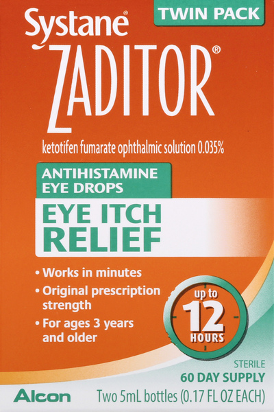 Zaditor Antihistamine Eye Drops, Eye Itch Relief, Twin Pack