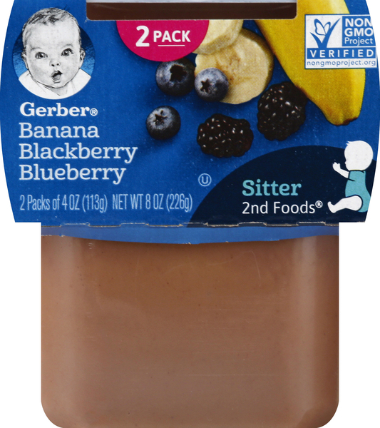 Gerber Banana Blackberry Blueberry, 2nd Foods, Sitter, 2 Pack