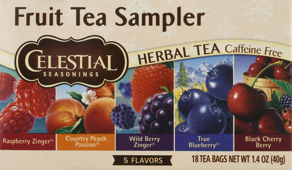Celestial Seasonings Herbal Tea, Caffeine Free, 5 Flavors, Fruit Tea Sampler, Tea Bags
