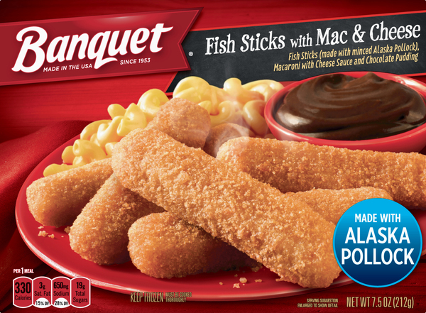 Banquet Fish Sticks with Mac and Cheese