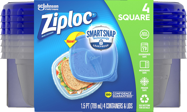 Ziploc Containers & Lids, Small Square