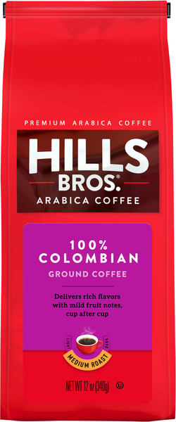 Hills Bros. Coffee, Arabica, Ground, Medium Roast, 100% Colombian