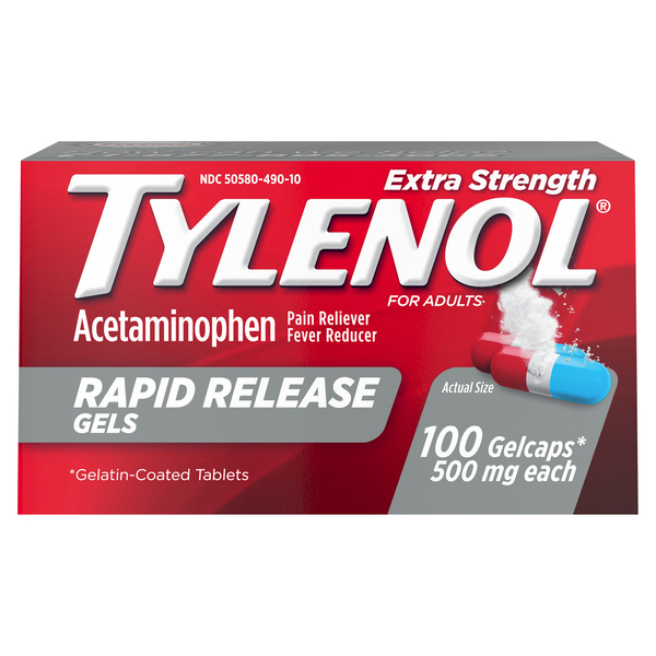 Tylenol Acetaminophen, Extra Strength, 500 mg, For Adults, Gelcaps