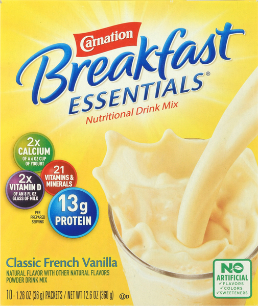 Carnation Nutritional Drink Mix, Classic French Vanilla, 10 Pack