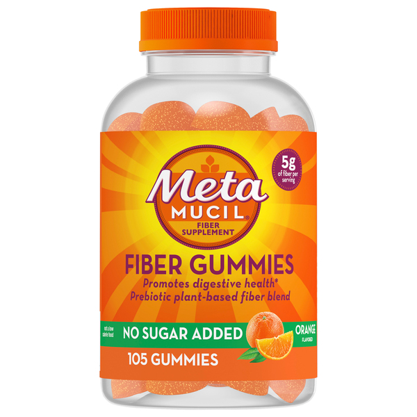 Metamucil Fiber Gummies, No Sugar Added, Orange Flavor