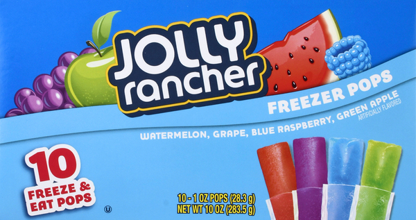 Jolly Rancher Freezer Pops, Watermelon/Grape/Blue Raspberry/Green Apple, 10 Pack