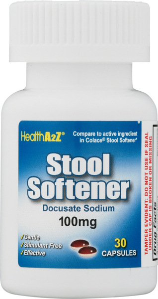 HealthA2Z Stool Softener, Docusate Sodium, 100 mg