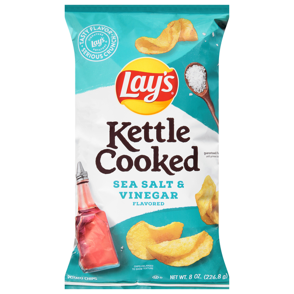 Lay's Potato Chips, Sea Salt & Vinegar Flavored, Kettle Cooked