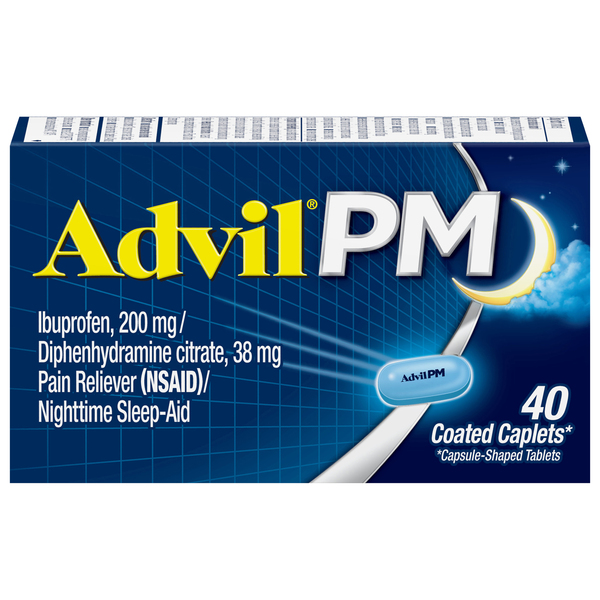 Advil Pain Reliever/Nighttime Sleep-Aid, Coated Caplets