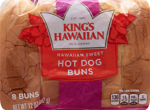 King's Hawaiian Hot Dog Buns, Hawaiian Sweet, Top-Sliced