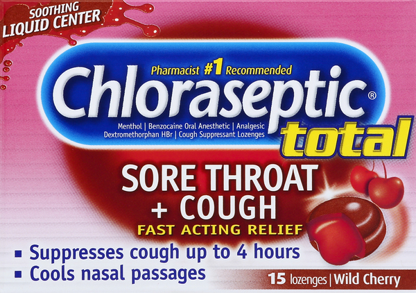 Chloraseptic Sore Throat + Cough, Lozenges, Wild Cherry