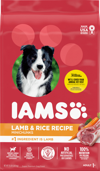 Iams Dog Food, Super Premium, Lamb & Rice Recipe, Minichunks, Adult