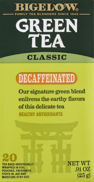 Bigelow Green Tea, Classic, Decaffeinated, Bags