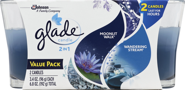 Glade Candles, 2 in 1, Moonlit Walk, Wandering Stream, Value Pack