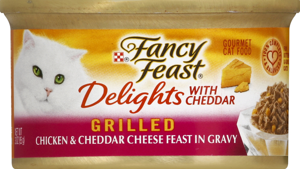 Fancy Feast Cat Food, Gourmet, Grilled, Chicken & Cheddar Cheese Feast in Gravy