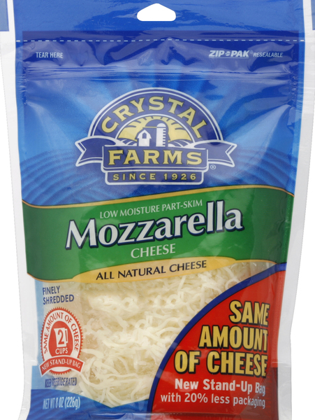 Crystal Farms Cheese, Mozzarella, Low Moisture Part-Skim