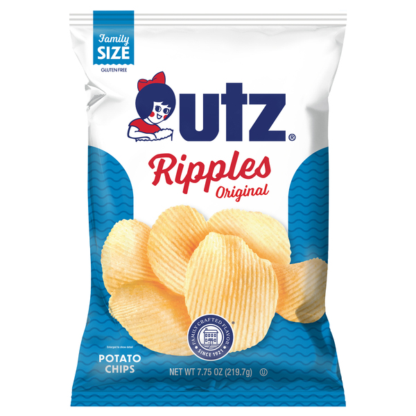 Utz Potato Chips, Original, Ripples, Family Size