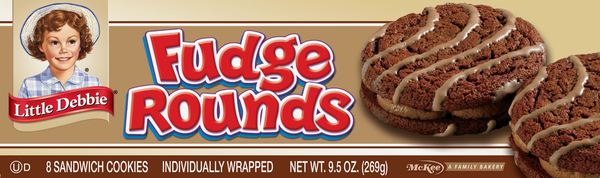 Little Debbie Sandwich Cookies, Fudge Rounds, 8 Pack