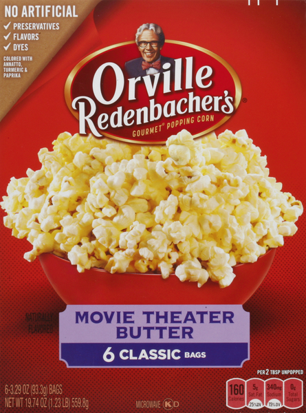 Orville Redenbacher's Gourmet Popping Corn, Movie Theater Butter, Classic Bags