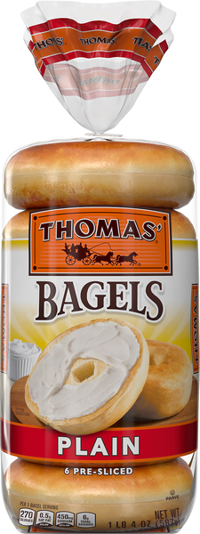 Thomas' Bagels, Plain, Pre-Sliced