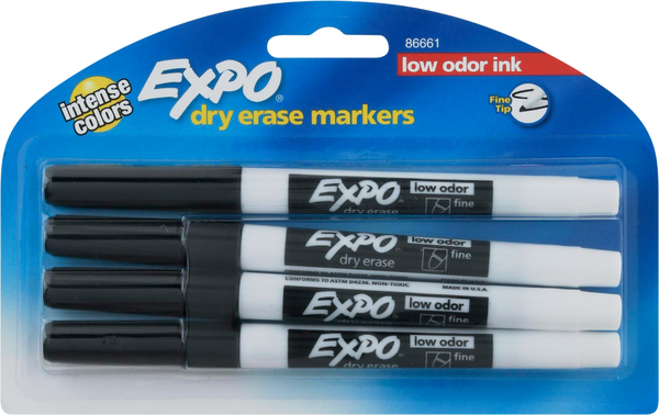 Expo Markers, Dry Erase, Low Odor Ink