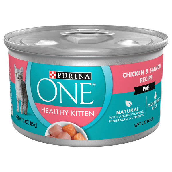 Purina One Cat Food, Wet, Chicken & Salmon Recipe, Natural, Pate, Healthy Kitten