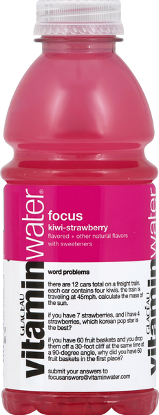 vitaminwater Water Beverage, Nutrient Enhanced, Focus, Kiwi-Strawberry Flavored