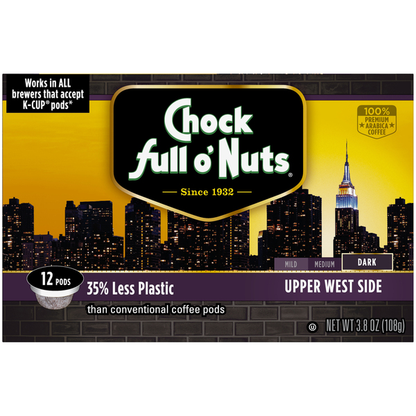 Chock Full O Nuts Upper West Side Dark Roast Coffee Single Serve Pods