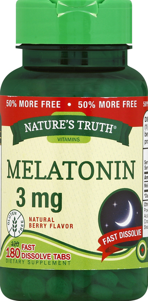 Nature's Truth Melatonin, Natural Berry Flavor, 3 mg, Fast Dissolve Tabs