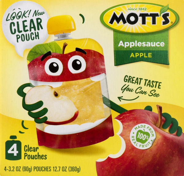 Mott's Applesauce, Apple, 4 Clear Pouches
