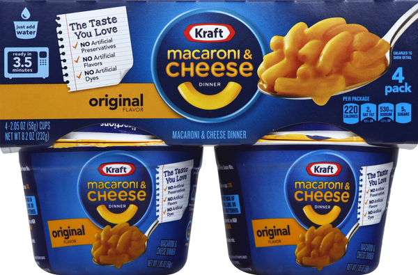 Kraft Macaroni/Cheese Dinner, Original Flavor, 4 Pack