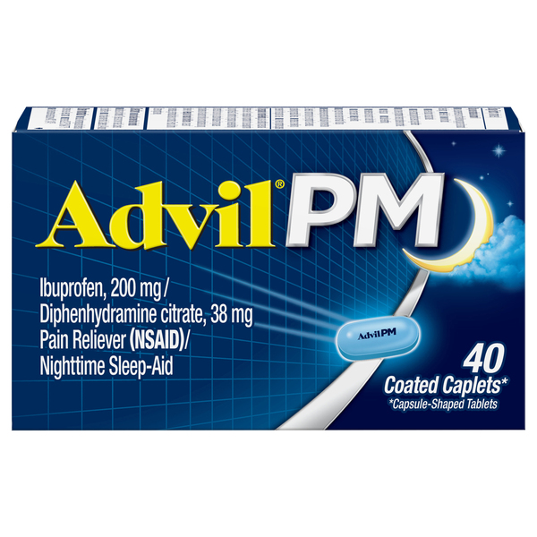 Advil PM Pain Reliever/Nighttime Sleep-Aid, Coated Caplets