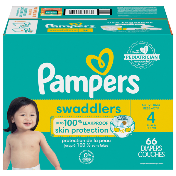 Pampers Diapers, Active Baby, 4 (22-37 lb), Super Pack