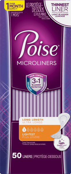 Poise Microliners, Long Length, Lightest