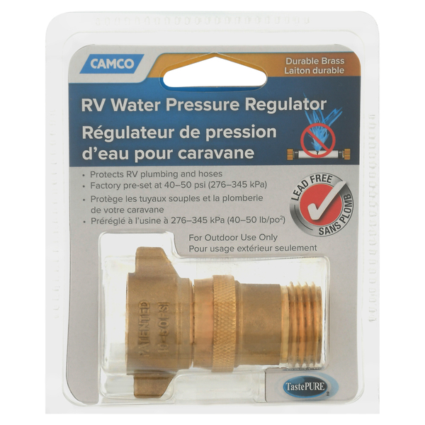 Camco RV Water Pressure Regulator, Durable Brass