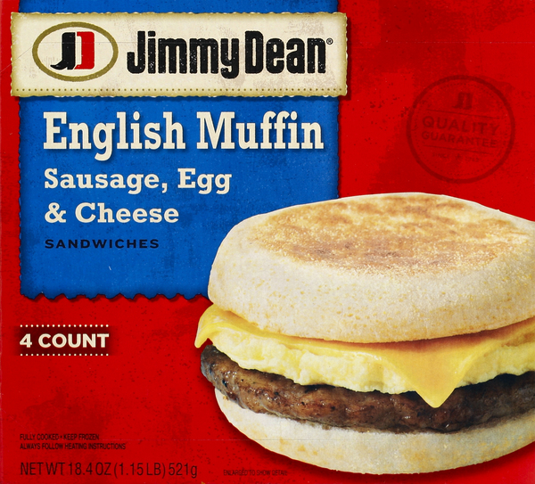 Jimmy Dean Sandwiches, English Muffin, Sausage, Egg & Cheese