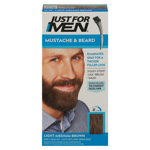 Just For Men Easy Brush-In Color, Mustache & Beard, Light-Medium Brown M-30
