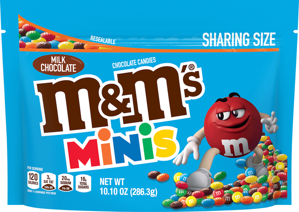 M & M Chocolate Candies, Milk Chocolate, Minis, Sharing Size