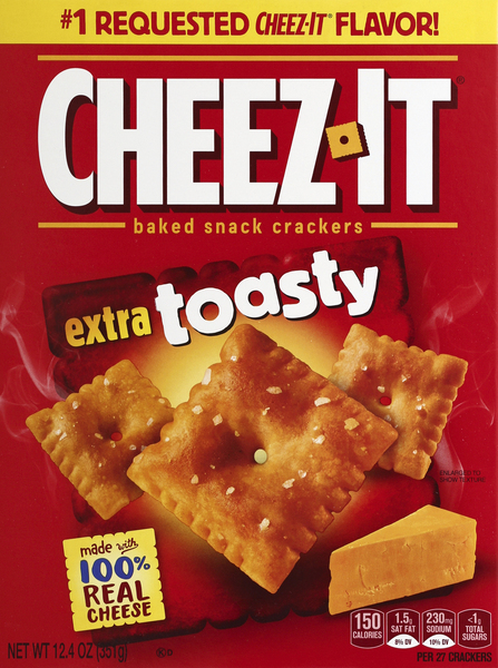 Cheez-It Baked Snack Crackers, Extra Toasty
