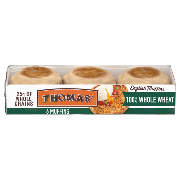 Thomas' English Muffins, 100% Whole Wheat