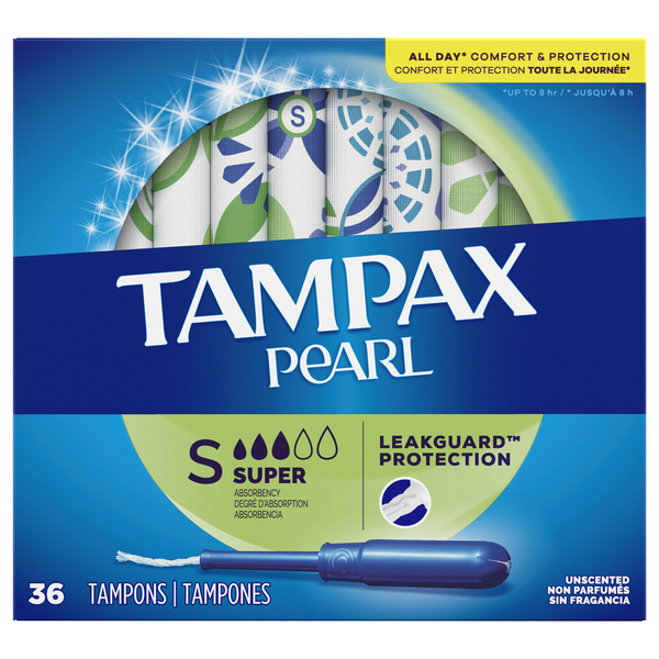 Tampax Pearl Super Absorbency Tampons - 36 CT