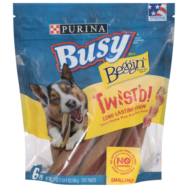Busy Dog Treats, Long-Lasting Chew, Small/Med, Twist'd, 6 Pack