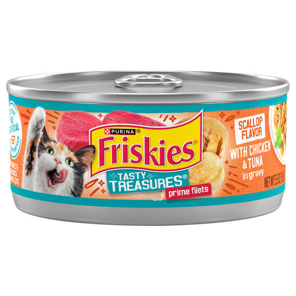 Friskies Cat Food, Prime Filets, Scallop Flavor, with Chicken & Tuna in Gravy