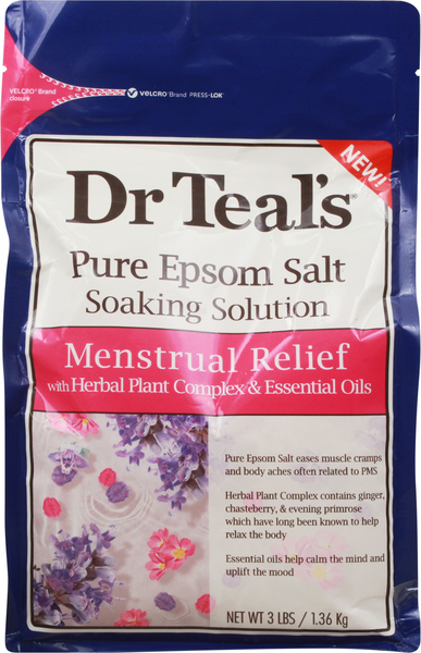 Dr Teal's Pure Epsom Salt, Soaking Solution, Menstrual Relief