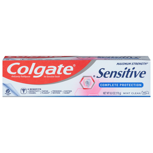 Colgate Toothpaste, Anticavity, Complete Protection, Mint Clean, Maximum Strength, Sensitive