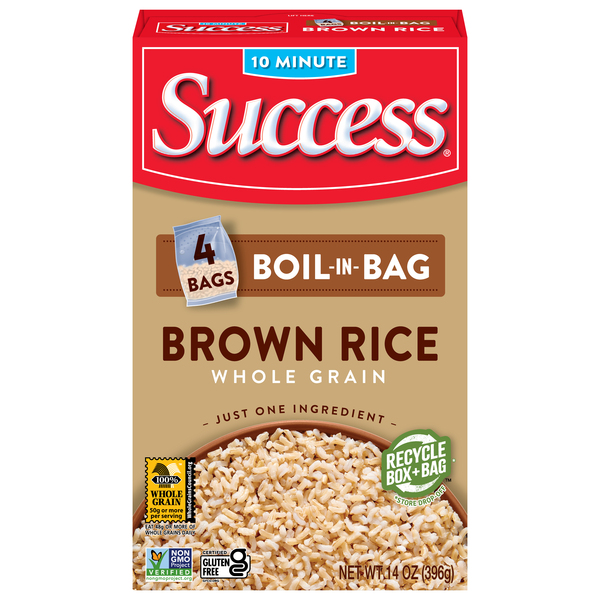 Success Brown Rice, Whole Grain, Boil-in-Bag, Precooked
