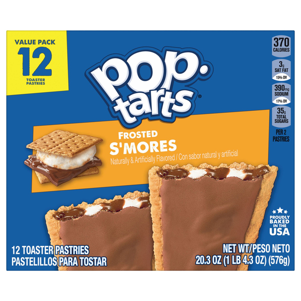 Pop-Tarts Toaster Pastries, S'mores, Frosted, Value Pack