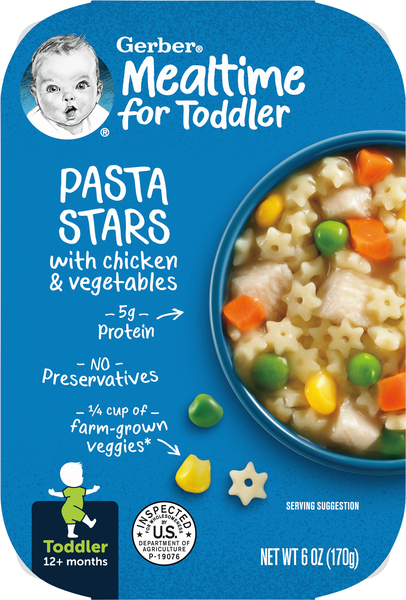 Gerber Pasta Stars, with Chicken & Vegetables, Toddler, 12+ Months