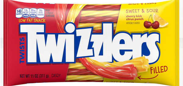 Twizzlers Sweet & Sour Filled Twists Cherry Kick and Citrus Punch - 11oz